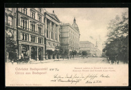 AK Budapest, National-Theater Und Kossuth Lajos-Gasse  - Ungarn