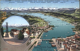11670349 Zuerichsee Panoramakarte Mit Bergrestaurant Uto Kulm Zuerich - Sonstige & Ohne Zuordnung