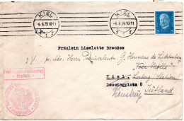 64444 - Deutsches Reich / Dienst - 1929 - OrtsDienstBf KIEL, Nachgesandt -> Daenemark M 25Pfg Hindenburg (nicht Entw) - Dienstzegels