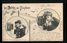 AK Nos Bébés Au Telephone Allo Allo, Mädchen Und Grossmutter Telefonieren  - Autres & Non Classés