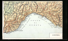 AK Genua, Landkarte Liguriens, Golf Von Genua  - Cartes Géographiques