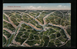 AK Fränkische Schweiz, Landkarte Mit Bergkämmen  - Landkaarten