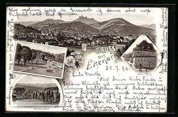 Vorläufer-Lithographie Eisenach, Totalansicht, Markt, Lutherhaus 1894  - Eisenach