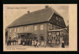 AK Feldbergen B. Hildesheim, Gasthaus Albert Bremer Mit Gruppenbild  - Hildesheim
