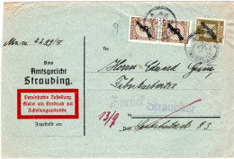 64445 - Deutsches Reich / Dienst - 1927 - 40Pfg Adler MiF A OrtsZUBf STRAUBING, Zurueck Als "Empfaenger .. Ausgewandert" - Dienstmarken