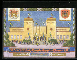 Künstler-AK Plauen I. V., 19. Sächs. Bundeskegeln 1927  - Boliche