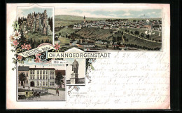 Lithographie Johanngeorgenstadt, Ortsansicht Mit Hotel Saxe  - Johanngeorgenstadt