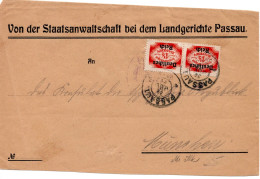 64446 - Deutsches Reich / Dienst - 1922 - 2@1,50M Abschied A DienstBf PASSAU -> Muenchen - Officials