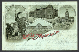 AK Mannheim Paradeplatz M. Kaufhaus Krieger-Denkmal Ober-Realschule 1900 Gebraucht #HU486 - Andere & Zonder Classificatie