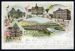 AK Höxter Tilly-Haus, Baugewerbeschule, Rathaus, Dechanei, Panorama 1898 Gebraucht #HU395 - Autres & Non Classés