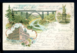 AK Solingen Müngstener Brücke, Neue Realschule, Krieger-Denkmal 1898 Gebraucht #HB430 - Other & Unclassified