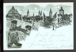 AK Paderborn Rathaus, Paderquelle, Dom, Gymnasium 1898 Gebraucht #HC488 - Autres & Non Classés