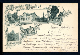 AK Bünde - Kreis Herford Postgebäude, Am Brunnen, Stadtgarten 1896 Gebraucht #HC483 - Autres & Non Classés