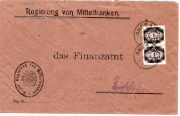 64447 - Deutsches Reich / Dienst - 1922 - 2@1M Abschied A DienstBf ANSBACH -> Gerolzhofen - Dienstmarken