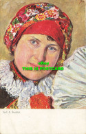 R585545 A Woman With A Colored Scarf Around Her Head. Prof. F. Sindelar. J. K. P - Monde