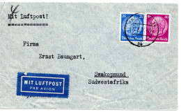 64452 - Deutsches Reich - 1937 - 40Pfg Hindenburg MiF A LpBf HAMBURG -> SWAKOPMUND (Suedwestafrika) - Lettres & Documents