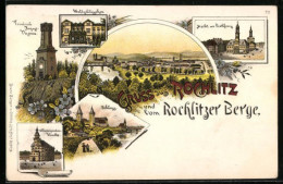 Lithographie Rochlitz, Schloss, Markt Mit Rathaus, Waldschlösschen  - Rochlitz