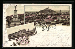 Lithographie Siegburg, Totalansicht, Geschossfabrik, Denkmal  - Siegburg