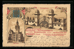 Lithographie Hagen I. W., Erste Provinziale Kochkunst- Und Fachgewerbliche Ausstellung 1905, Hauptgebäude, Rathaus  - Ausstellungen