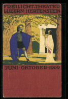 Künstler-AK Luzern-Hertenstein, Freilicht-Theater, Juni-Oktober 1909, Szenenbild  - Luzern