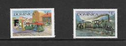 DOMINICA 1988 TRAINS SURCHARGE EXPOS PHILATELIQUES YVERT N°1009/1010 NEUF MNH** - Trains