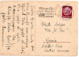 64456 - Deutsches Reich - 1939 - 15Pfg Hindenburg EF A AnsKte MUENCHEN - OSTERGRUESSE ... -> Costa Rica - Lettres & Documents