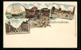 Lithographie Geestemünde, Marktplatz, Borriesstrasse  - Other & Unclassified