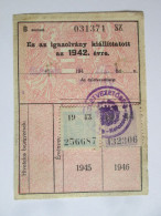Roumanie Carte D'identite De Transport Cluj-Napoca 1942 Timbres Rares/Romania Cluj-Napoca Trans.ID Card 1942 Rare Stamps - Europe