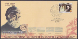 Inde India 2014 Special Cover Jamsetji Nusserwanji Tata, Steel Industrialist, Parsi Businessman, Pictorial Postmark - Briefe U. Dokumente