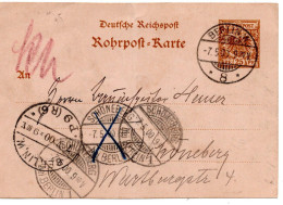 64464 - Deutsches Reich - 1900 - 25Pfg Krone / Adler GARohrpostKte BERLIN - Briefe U. Dokumente
