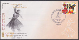 Inde India 2014 Special Cover Chitrali, Kathak Dance, Woman, Dress, Dancing, Women, Art, Arts, Pictorial Postmark - Covers & Documents