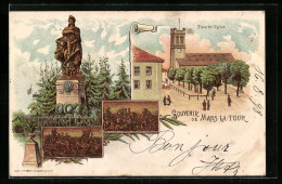 Lithographie Mars-la-Tour, Place De L`eglise, Monument à La Mémoire  - Sonstige & Ohne Zuordnung