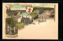 Lithographie Nancy, Statue De Jeanne D`Arc, Hemicycle De La Carriere  - Nancy