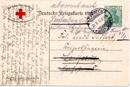 64466 - Deutsches Reich - 1915 - 5Pfg Germania GAKte "Rotes Kreuz" SCHOENECK -> Leipzig, Nachgesandt ->Leutenberg - Covers & Documents