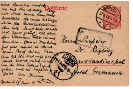 64468 - Deutsches Reich - 1918 - 10Pfg Germania GAKte BERLIN - CONSTANTINOPEL (Tuerkei) - Lettres & Documents