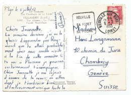 GANDON 18FR SEUL CARTE DAGUIN VEUVILLE SA FORET SA PISCINE NEUVILLE AUX BOIS 8.7.1953 LOIRET POUR SUISSE AU TARIF - Mechanical Postmarks (Advertisement)