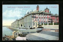 AK St.-Pétersbourg, Palais D`Hiver Et La Quai De La Cour  - Russie