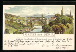 Künstler-AK Emil Lauterburg: Bern, Ortsansicht Mit Viadukt, Neujahrsgruss  - Autres & Non Classés