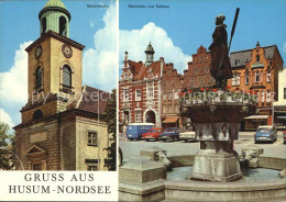 72605499 Husum Nordfriesland Marienkirche Marktplatz Rathaus Brunnen Statue Husu - Husum