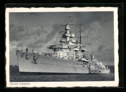 AK Kreuzer Nürnberg Im Hafen Liegend  - Warships