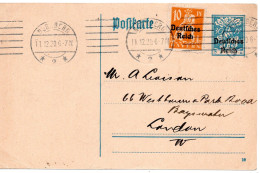 64474 - Deutsches Reich - 1920 - 30Pfg Abschied GAKte M ZusFrankatur NUERNBERG -> Grossbritannien - Lettres & Documents