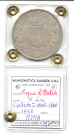 Umberto I Lire 5 Del 1879, Sigillato Ranieri, SPL+/qFDC - 1878-1900 : Umberto I