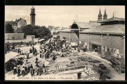 CPA Moulins, Les Halles Et Le Marché, Vue Générale  - Moulins