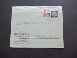 3.Reich 1936 MiF Umschlag Karl Klipstein Philatelistisches Büro Erlangen Goethestraße 2 / Thematik Philatelie - Lettres & Documents