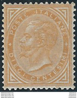 1863-65 Italia VE II 10c. Torino Ocra Bc MH Sassone N. T17 - Andere & Zonder Classificatie