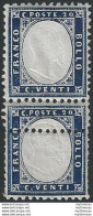 1862 Italia VE II 20c. Indaco Varietà MNH Sassone N. 2nf - Other & Unclassified