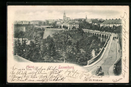 Relief-AK Luxemburg, Blick über Das Viaduct Zur Stadt  - Luxemburg - Stadt