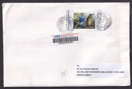 India - Mauritius Joint Issue  Peacock And Kestrel Bird Of Prey  2v MS On Mailed Cover  #  36603  D  Inde Indien - Pauwen