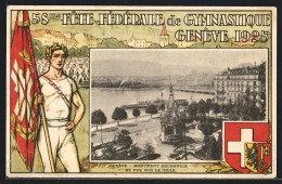 AK Genève, 58 Me Fête Fédérale De Gymnastique 1925, Monument Brunswick Et Vue Sur La Ville  - Otros & Sin Clasificación