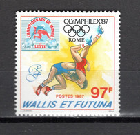 WALLIS ET FUTUNA   N° 366   NEUF SANS CHARNIERE COTE 3.15€     SPORT LUTTE  SURCHARGE - Unused Stamps